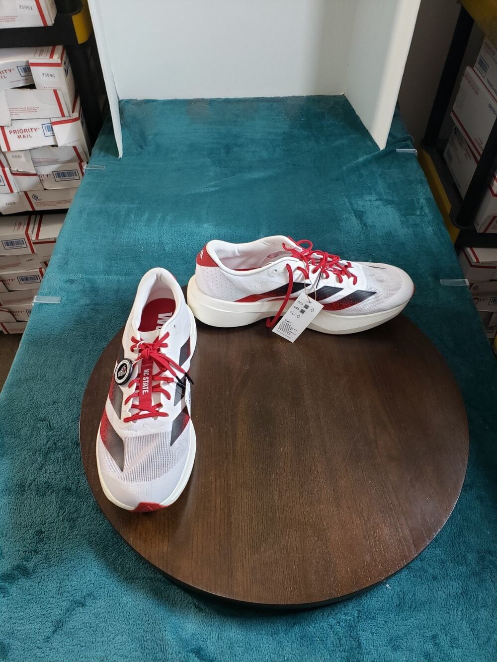 Adidas Adizero Evo SL Shoes Size 15 Mens White Red NC State Wolfpack NEW